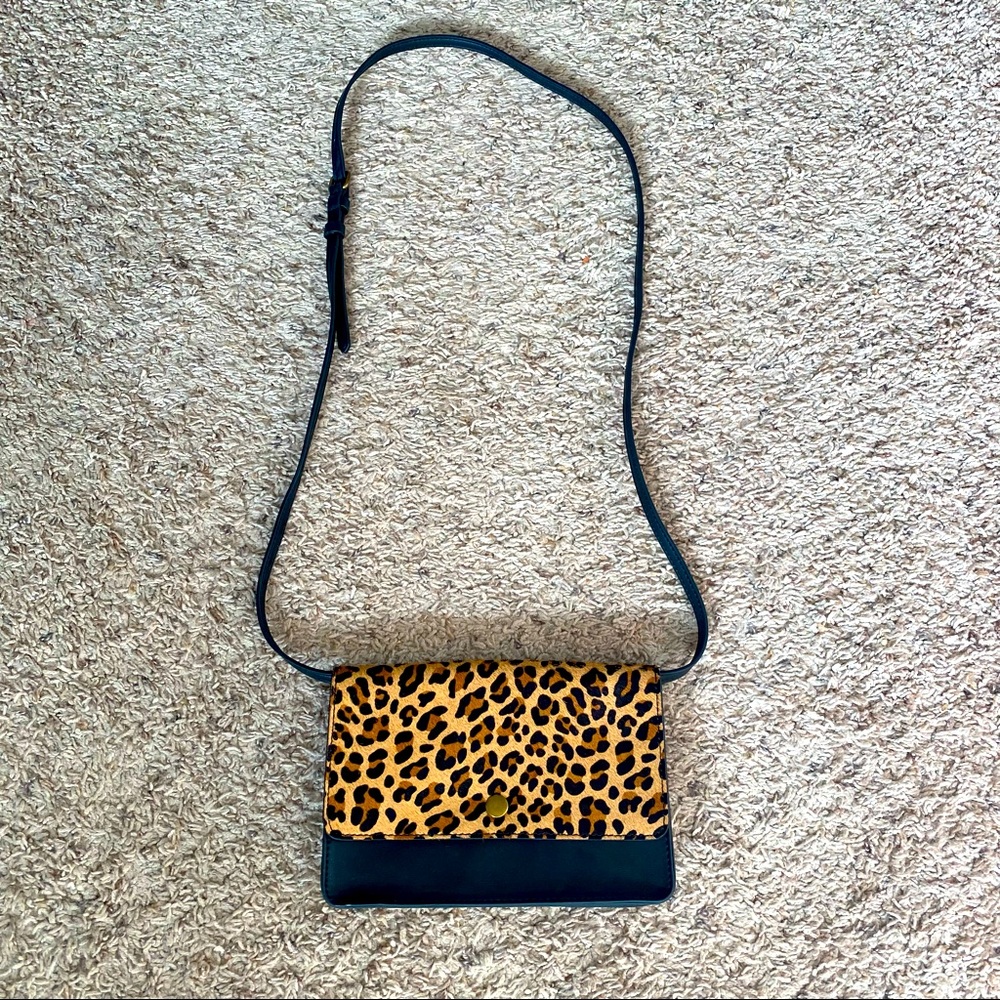 J. Crew Factory Leopard Print Crossbody with Black Trim